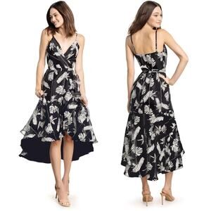 NEW Dress The Population Delphine Tropical Organza Wrap Dress XS